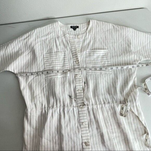 Worth Women's Linen Blend White Tan Stripe Button Up Tunic Size XXS/0 - Picture 10 of 12